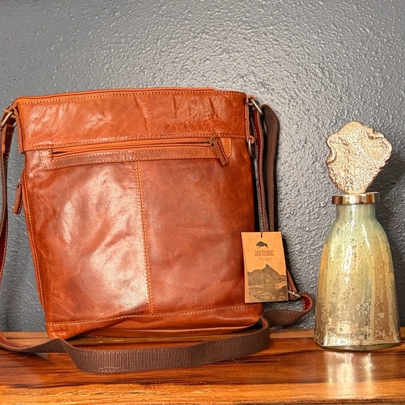 NWT Jack Georges Brown Leather Crossbody Bag